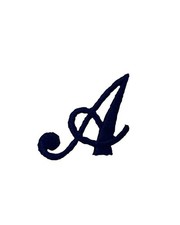 Applicazione Termoadesiva Lettera Iniziale – Ricamo Corsivo Blu Scuro (25 mm) B-