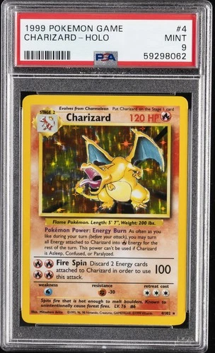 1999 POKEMON BASE SET UNLIMITED #4 CHARIZARD-HOLO PSA 9