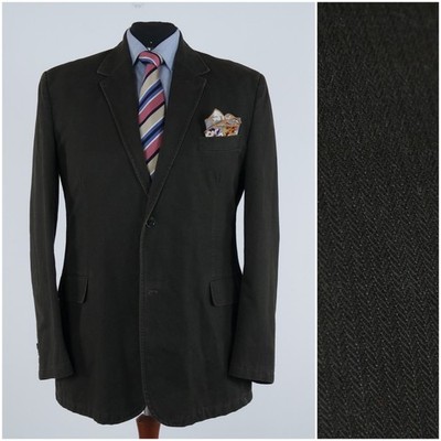 Herren Sommer Reise Blazer 44R UK Größe Fischgrät Braun Baumwolle Sport Mantel Jacke