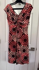 Lady Hathaway Dress Women Size 10 Pink Brown Twist Front Geometric Print Stretch