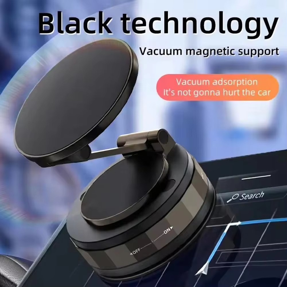 360° Vacuum Magnetic Phone Holder - Suction Cup Car Mount with Foldable Stand