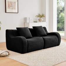 Soft Teddy Fabric Boneless Sofa,No Assembly Required Streamlined Design,Anti-Sli