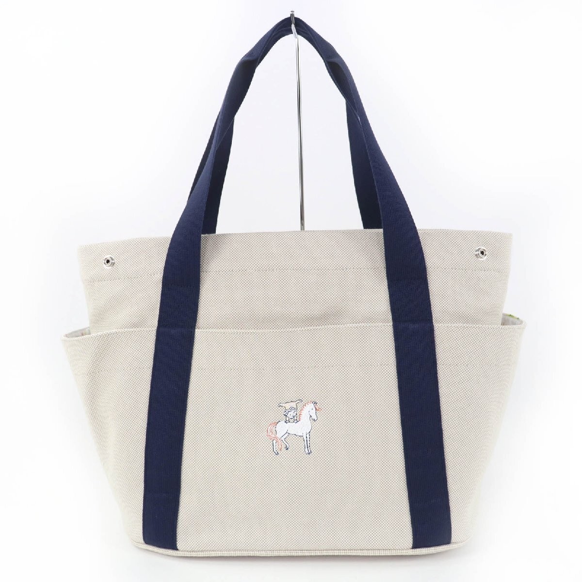 Excellent condition Hermes Mother's Bag Gabriel Cotton 100 Grey Pearl Tote Bag M