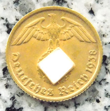 10 Reichspfennig 1938 D Brass 3rd Reich HK Coin German Reich Rare Excellent