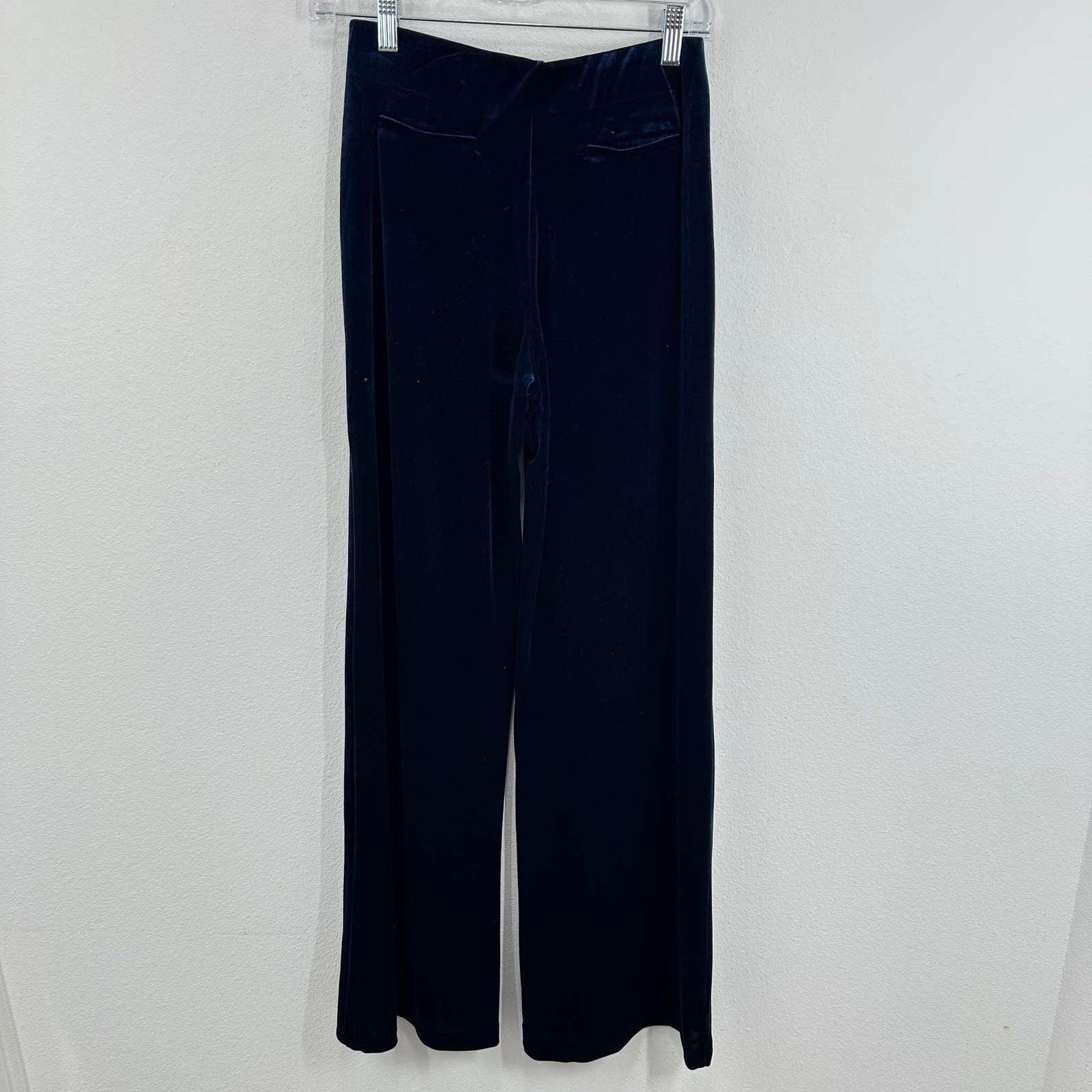 MNG Mango Navy Blue Velvet Pants Women's Straight Leg Pull On Contemporary Chic thumbnail 8