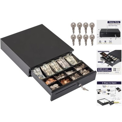 Durable 16'' POS Cash Drawer with Key-Lock & Media Slot - Ideal for Retail Use