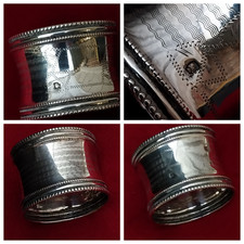 ROND de SERVIETTE ARGENT MASSIF  Minerve 925/°°° Décor Guilloché perlé