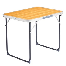 Compact 2.3ft Aluminum Camping Folding Table with Wood Grain Finish Outdoor Use