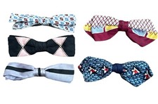 VINTAGE 5pc Youth Bow Ties ORMOND NYC Clip On Geometric Bowtie 5" 1960s