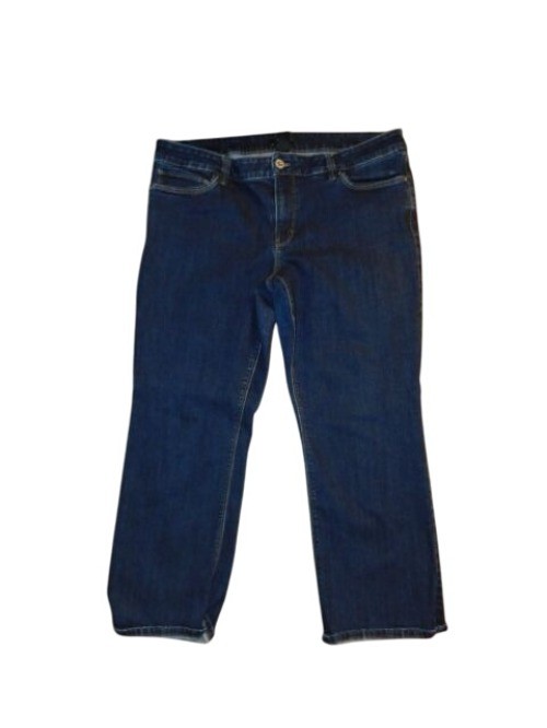 White House Black Market WHBM Size 14 Flare Crop Dark Wash Denim Jeans