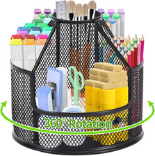 Pencil Holder, Rotating Desk Organizer, Metal Pen Organizer Mesh Pen Holder Offi
