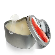 Earthly Body Edible Heart Massage Oil Candle Watermelon Flavored 4.7oz