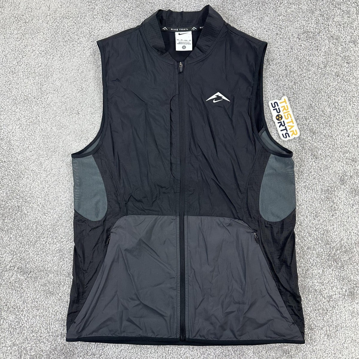 Nike Trail Packable Vest Mens XS Black Gray Running Pack In Pack