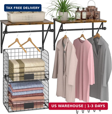 #ad Laundry Room Shelves Wall Mounted with Wire Baskets Over the Washer and Dryer S $70.37