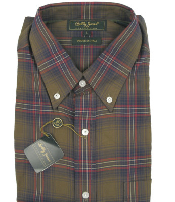 NEW $155 Bobby Jones Collection Shirt! M  Olive Green Plaid  Soft Italian Fabric