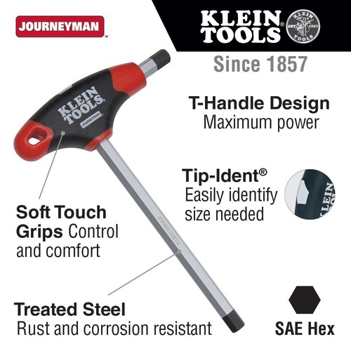 Klein Tools JTH4E06 3/32-Inch Hex Key, Journeyman T-Handle, 4-Inch - 第 2/2 張圖片