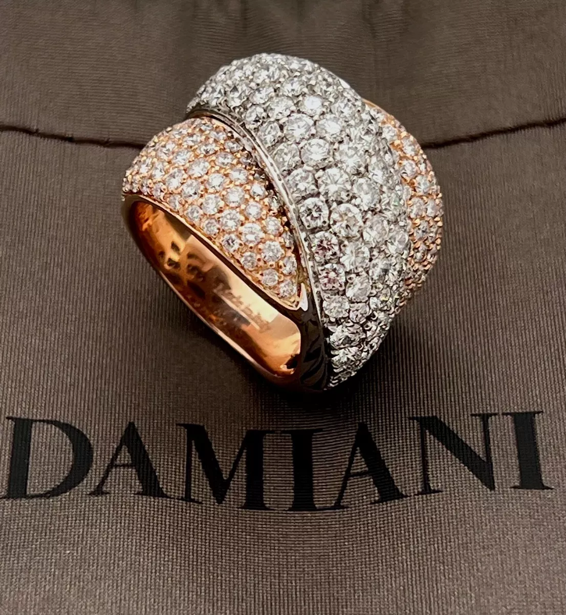 AUTHENTIC DAMIANI GOMITOLO RING 18K 4.66 CARAT DIAMONDS, APPR. RET USD $26,500+T