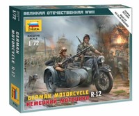 Deutsches Motorrad R-12 Mit Beiwagen Kunststoff-Kit 1:72 Modell Zvezda