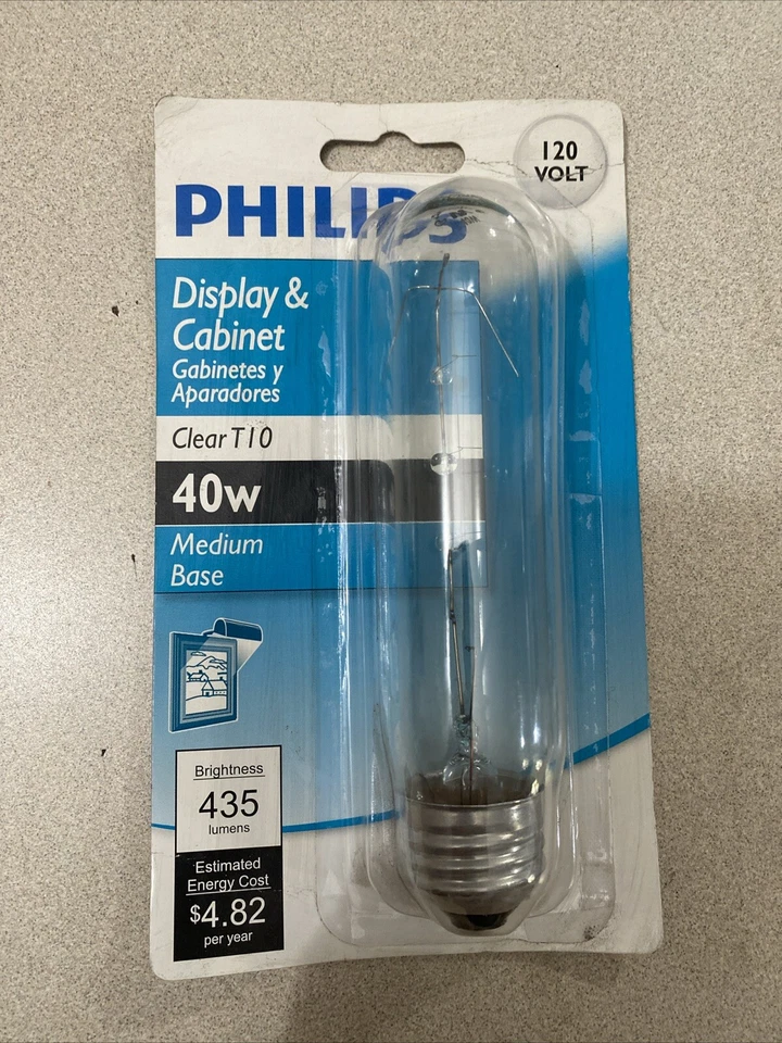 3 Philips 40W T10 Clear Standard Base Bulbs - Image 2 of 3