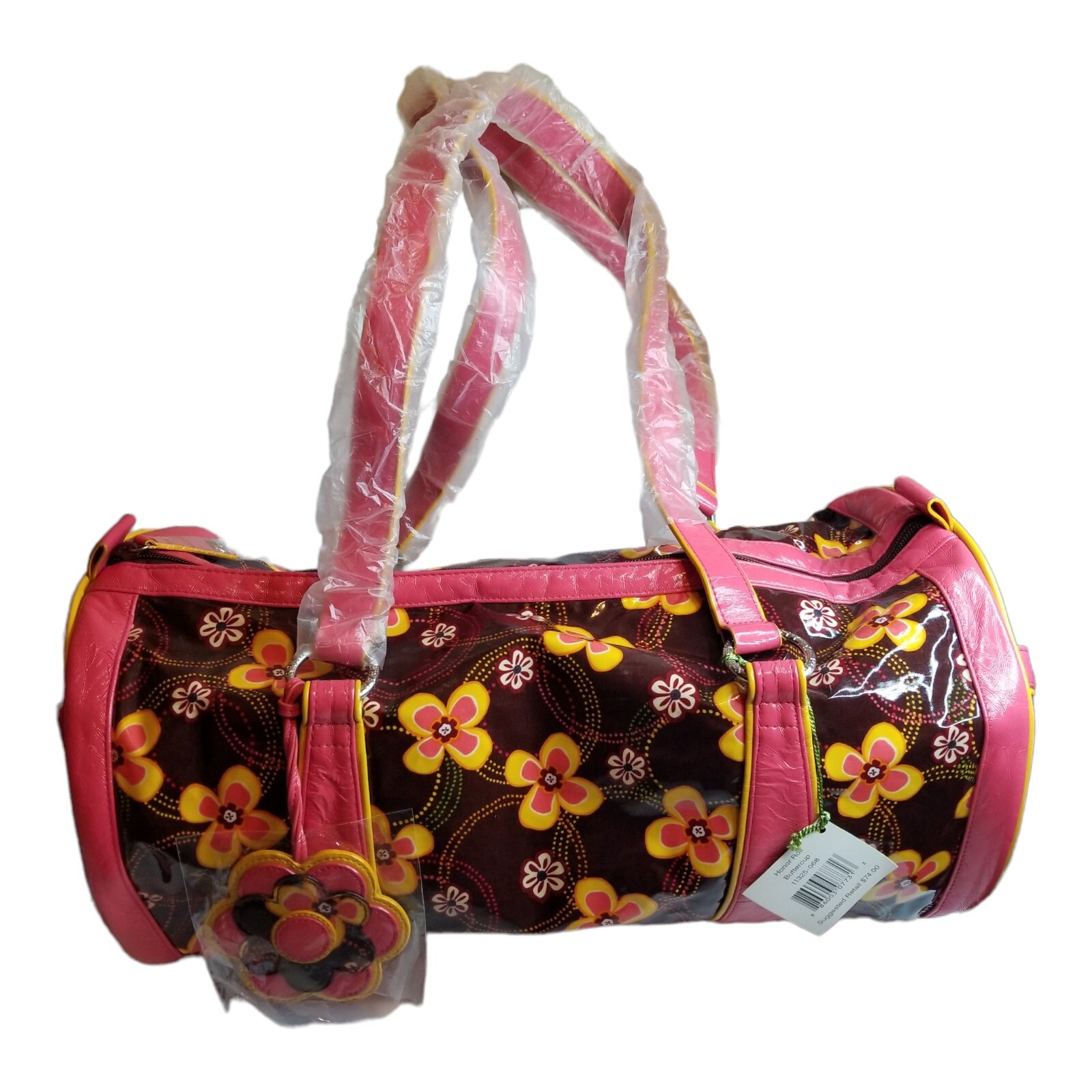 Vera Bradley Buttercup Vinyl Honor Roll Frill Duffel Bag w/Flower