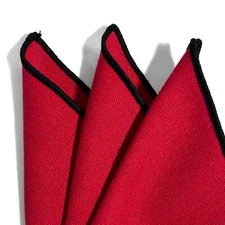 Red & Black Linen/Cotton Pocket Square