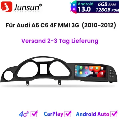 JUNSUN 6+128GB Für Audi A6 C6 MMI 3G 2010-2012 Autoradio Multimedia GPS NAVI Android 13