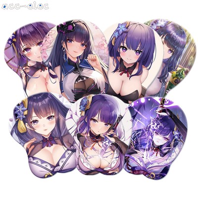 Genshin Impact Ei Raiden Ergonomic Oppai Boob Anime 3D Mouse Pad Wrist Rest Gift
