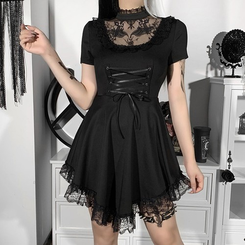 black linen dress mango Women Gothic Black Dress Costume for Adult main image 0