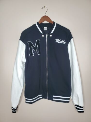 MarshMellow Letterman Jacket Varsity Faux Leather M Adult-Costume-Spencers Black - Picture 1 of 8