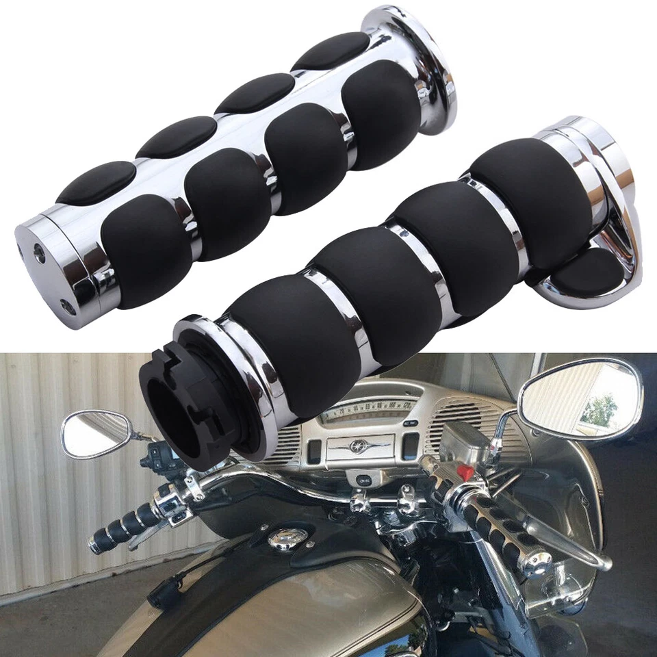 Empuñaduras de manillar de motocicleta de 1" con acelerador para Harley Honda Kawasaki Suzuki Foto 3 de 4