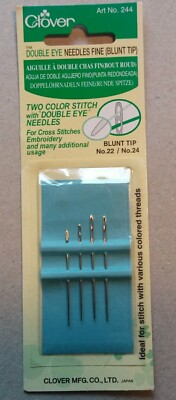 Clover Doppelöhr Sticknadeln 4 Stück je Packung, Neu