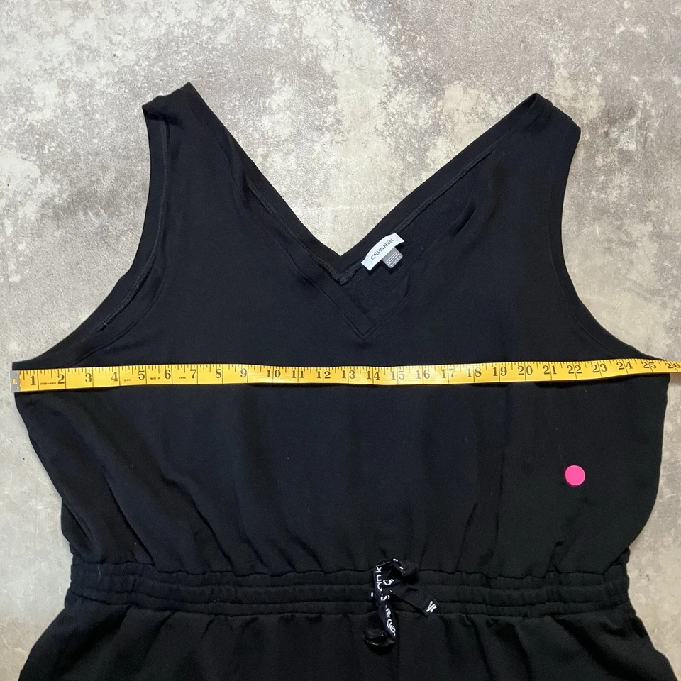 Calvin Klein Romper Womens Plus 3X Black Tie Waist Pockets V Neck Casual - Image 3 of 4