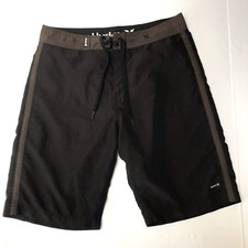 Hurley Boardshorts Mens 32 Black Brown Surfer Swim Trunks Beach Resort Logo Y2K