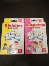 Math Flash Cards: Multiplication, Division 2 pcs set 36 cards double sided