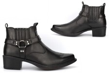 Herren Cowboystiefel Stiefeletten Herren Stiefeletten Herren Schuhe Absatz Stiefel zum Anziehen schwarz