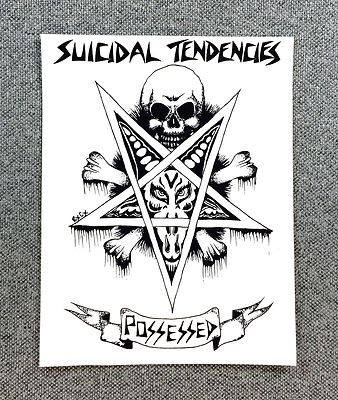 Suicidal Tendencies Possessed Skateboard Sticker 4.2in black/white Suicidal Vtg Skateboard Sticker