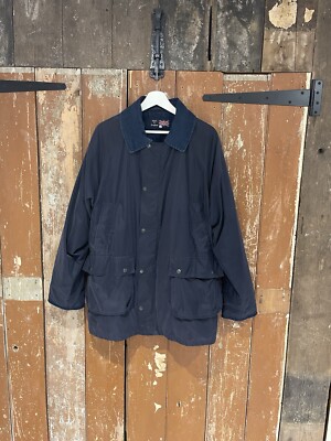 Made In England Over Coat Jacket Nay Blue Full Zip Collared Lined Pockets Medium