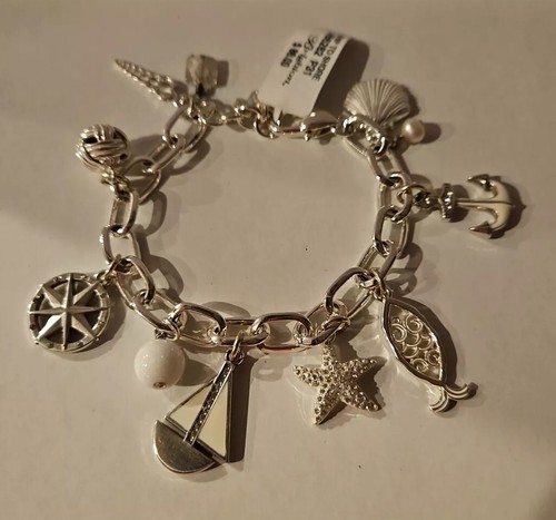 Brighton Charm Bracelet 'Ship to Shore' Nautical Beach Sailing Charms MSRP: $88 - Picture 2 of 9