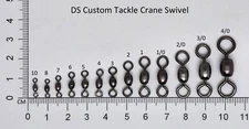 100 pcs Crane  Swivel  size 8 to 4/0 fishing tackle connector