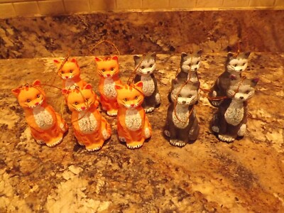 Blow Mold Cat 10 For String Lights Tabby Striped Feline Decor, No Lights include