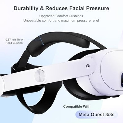 SAQICO COMFORT HEAD STRAP FOR META QUEST 3S AND QUEST 3 - WHITE AND BLACK