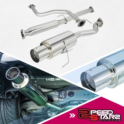 INTEGRA DB6/DB9 DOHC STAINLESS EXHAUST SINGLE OUT CATBACK 4''MUFFLER TIP+SILENCER