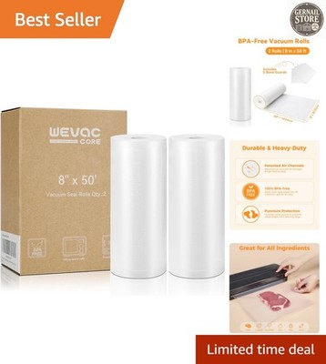 BPA-Free Vacuum Sealer Bags 8x50 Rolls - 2 Pack for Food Preservation