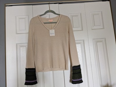 Brand New Lisa Todd Sweater with gorgeous Crochet Cuffs