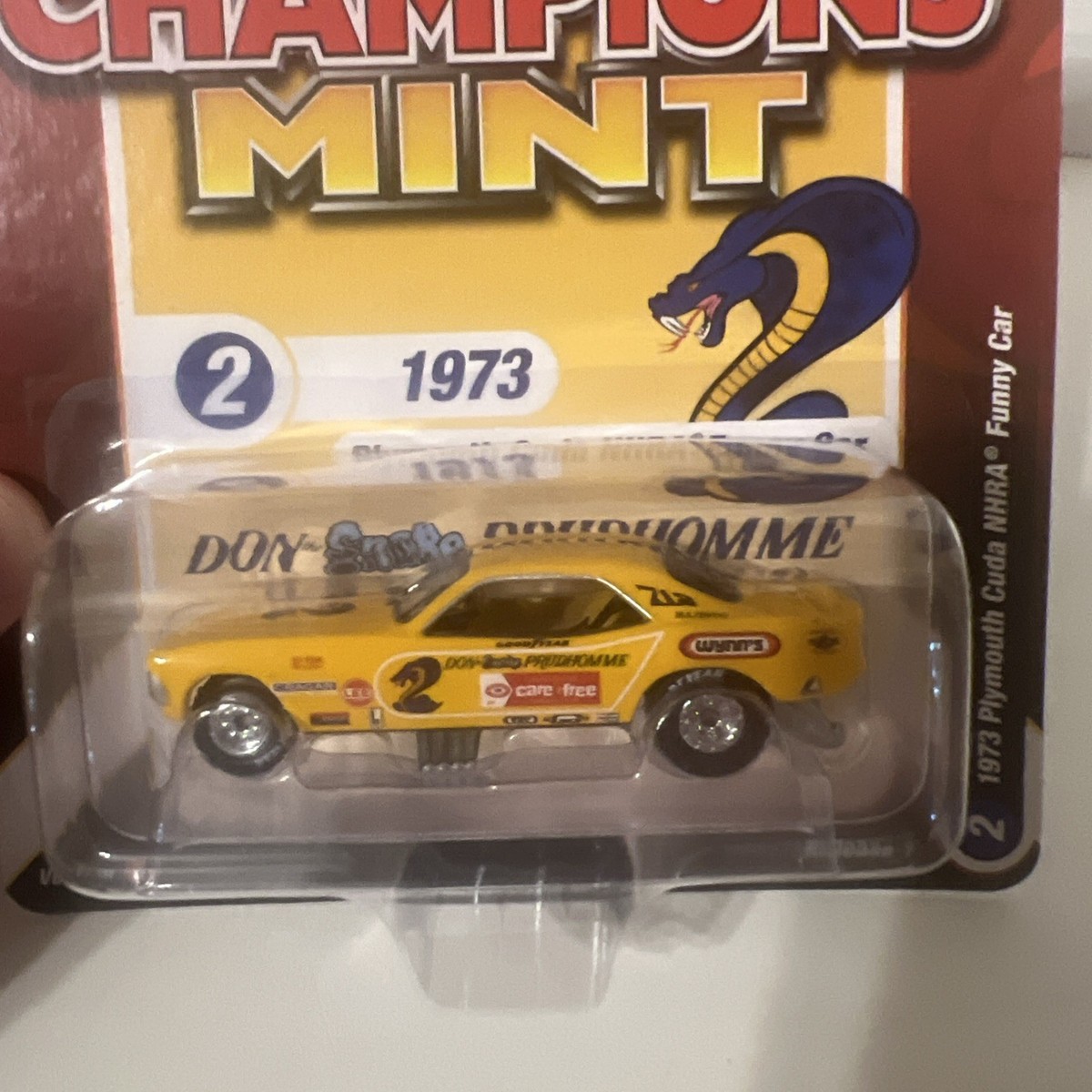 ミニカー DON PROUDHOMME'S SNAKE II PLYMOUTH CUDA Don Prudhomme SNAKE '73 Cuda 1/64 NHRA Funny Car By RACING