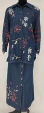 Vintage Koret City Blues 2 Pc Painted Denim Set Shirt Medium Maxi Skirt 10