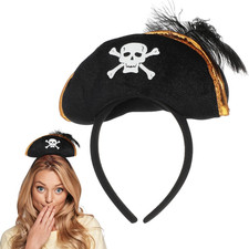 2Pcs Halloween Pirate Themed Headband Skull Pattern Hair Accessories for Cosplay