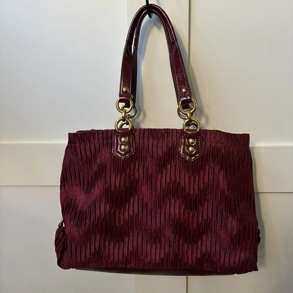 Coach Ashley Gathered Satin Burgundy Shoulder Bag Handbag Purse , VTG, 20050 - Image 2 of 4