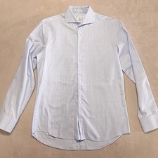 Stenstroms Mens Fitted Body LS Button Shirt Sz.15 3/4 40 Blue Plaid Two Fold...