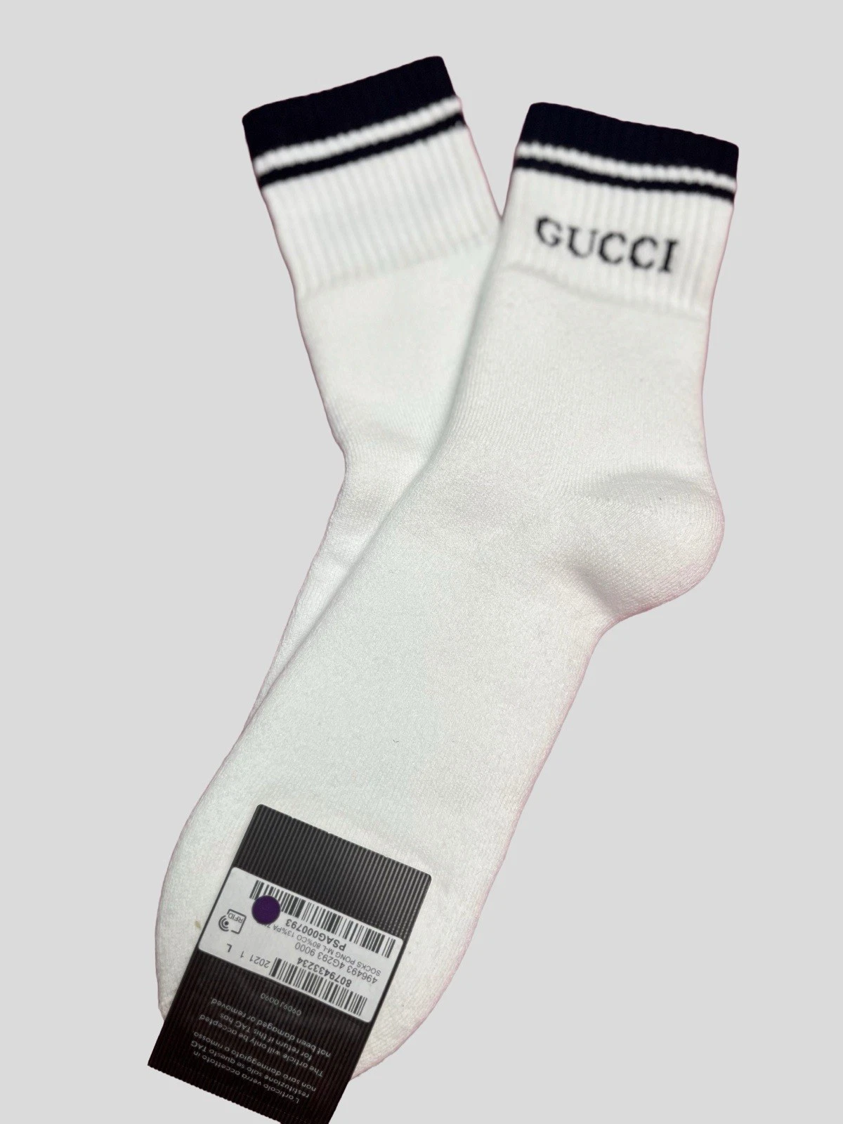 Gucci Logo Socks Size L 26-28 cm Unisex New with Box